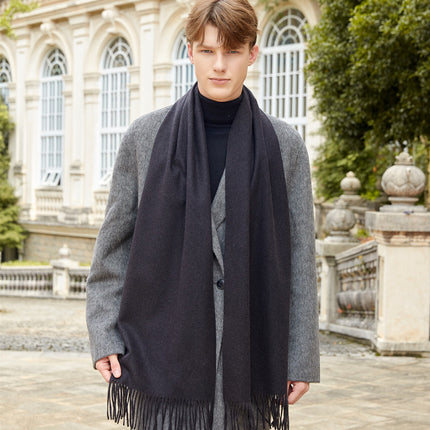 Wool Scarf Shawl High-End Versatile Cashmere Scarf Women's Autumn and Winter Thickened Couple Style Solid Color Scarf Wholesale