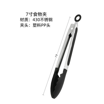 Cross-Border High-Temperature Resistant Steak Grilling Tongs 430 Stainless Steel Anti-Scalding Thickened Barbecue Tongs Kitchen Tools Food Tongs