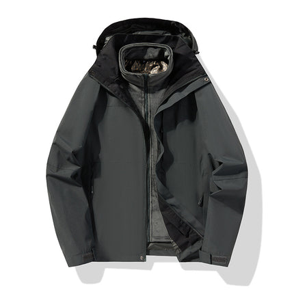 Outdoor Charge Clothes Autumn and Winter New Graphene Removable Three-in-One Two-Piece fleece-lined Thickened Silver Fox Cashmere Jacket