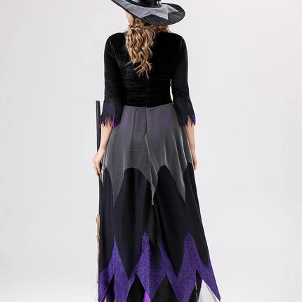 European and American Halloween Cosplay Witch Costume Vampire Black Purple Dress Magic Witch Role Play