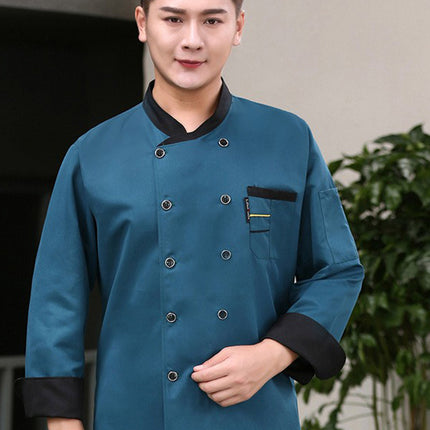 Winter Chef Work Clothes Men's Long Sleeve Winter Restaurant Kitchen Clothes Autumn and Winter Chef Clothes Autumn and Winter Clothes Women