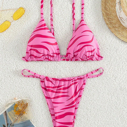 Yiyou 2025 New Multi-Color Bikini Sexy Simple Stripesd Strap European and American Sexy Three-Point Bikini