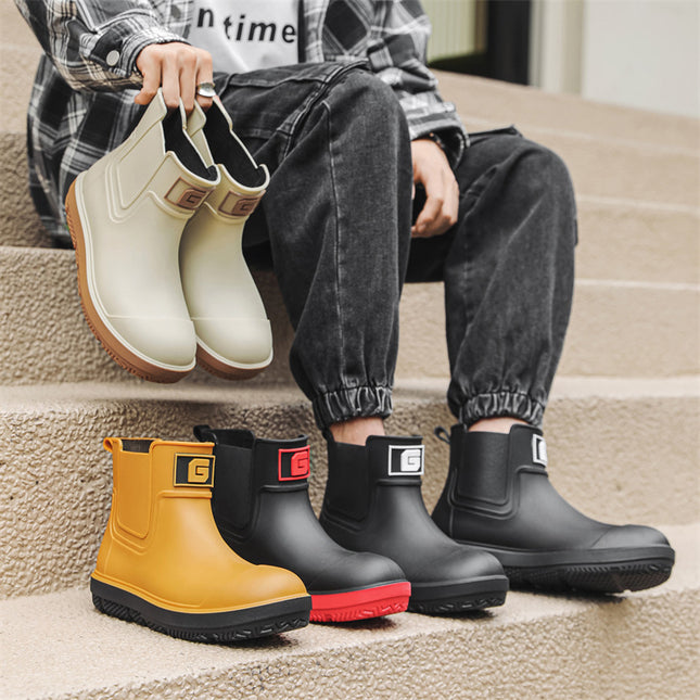 Cross-border Mid-barrel Rain Boots Men's Outdoor All-match Waterproof Fishing Shoes Couple's Camping Rain Boots Non-slip Wear-resistant Kitchen Shoes