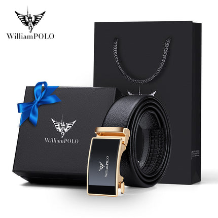 Paul Belt Men's High-End Leather Belt Men's Genuine Leather Automatic Buckle Belt Simple Business Alloy Soft Leather Belt for Men