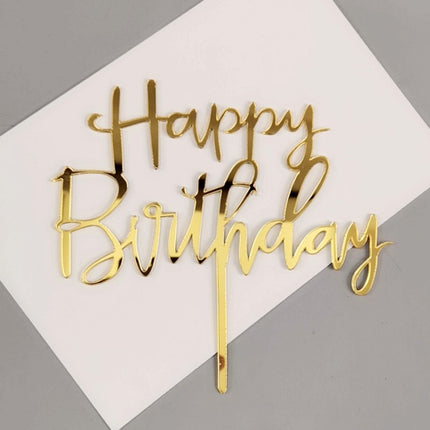 Acrylic Cake Baking Decoration Inserts Round Square English Happy Birthday Dessert Toppers Party Cards