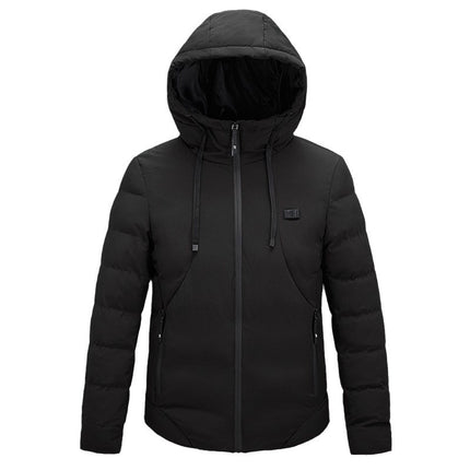 Cross-Border Popular USB Smart Heating Cotton Jacket Hooded Warm Men's Cotton Jacket Outdoor Graphene Heating Jacket
