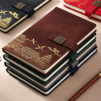 Guochao A5 Notebook Business Notepad 2025 New Student Diary Leather Cover Can Print Logo