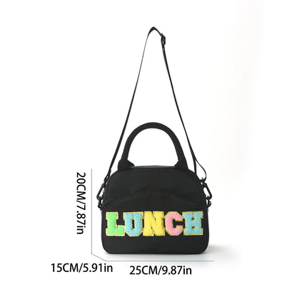 Amazon embroidery lunch bag cross-border letter portable handbag travel leisure insulation bag large capacity storage bag