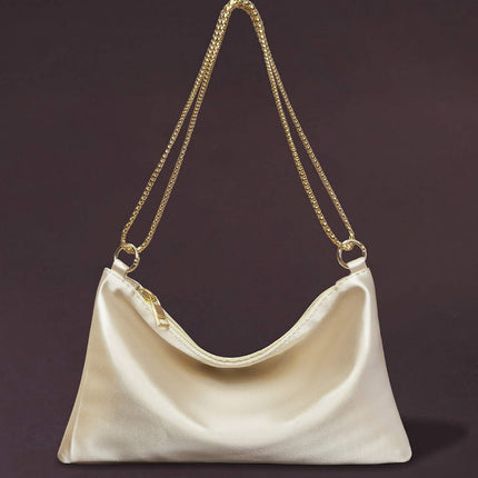 Amazon Cross-border Satin Artificial Silk Satin Women's Niche Simple Chain Armpit Square Bag Party Dinner Bag