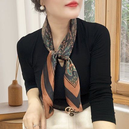 Spring and Summer 70cm Small Square Scarf Women's Autumn and Winter New Foreign Style Fashion All-match Shake Tone Same Scarf Scarf