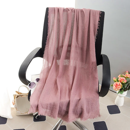New Spring and Summer Fashion Cotton and Linen Solid Color Headscarf Beach Towel Sun Protection Large Size Silk Scarf Shawl for Women