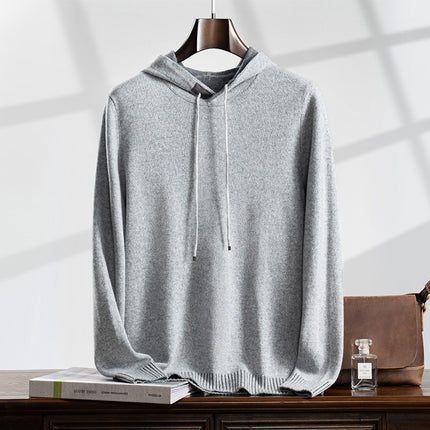 Cashmere Sweater for Men 100% Pure Cashmere Autumn and Winter New Two-Color Thickened Long-Sleeved Knitted Sweater Jacket Hoodie
