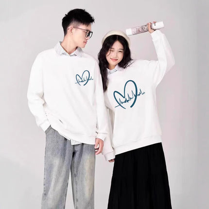 High-end Men's and Women's Long-sleeved Ins Style Top Special Couple Clothing Autumn and Winter fleece-lined Round Neck Sweat Fashion Brand Class Clothes