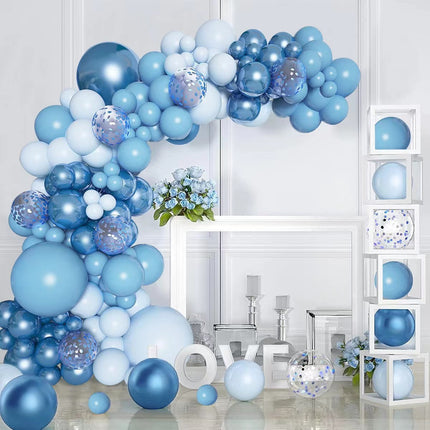 Balloon wholesale ins cross-border blue balloon chain garland suit metal blue navy style birthday party decoration