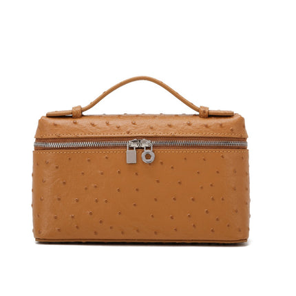 Lp Lunch Box Bag 2025 New First-Layer Cowhide Box Bag High-Quality One-Shoulder Satchel Cross-Body Genuine Leather Women's Bag Cross-Border