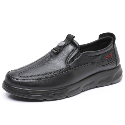 Old Beijing Cloth Shoes Men's Single Shoes Waterproof Breathable Imitation Leather Shoes for Middle-aged and Elderly Dad Shoes Lightweight and Comfortable Business Casual Shoes