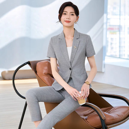 Grey Suit suit Women's Dress Summer New Hotel Front Desk Manager Interview Workwear Temperament Professional Women's Work Clothes