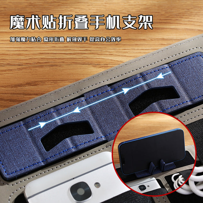 Multi-function A4 folder business contract sales manager clip leather contract pad talk single mobile phone holder