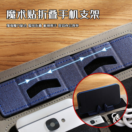 Multi-function A4 folder business contract sales manager clip leather contract pad talk single mobile phone holder
