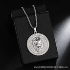 D126 silver full diamond lion titanium steel chain length 70cm