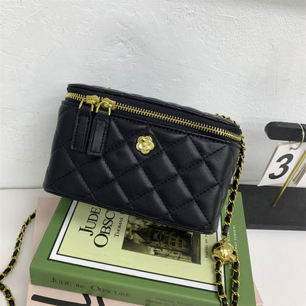New Textured Box Bag Niche Fashion Lipstick Bag Versatile Small Fragrant Style Rhombus Chain Shoulder Crossbody Bag for Women