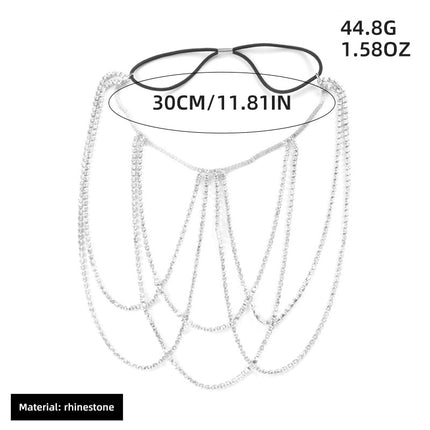 Multi-Layered Cross Rhinestone Chain Full of Crystals, Heavy-Duty Fashion Beach Nightclub Tassel Leg Chain for Women, Handmade Crystal European and American Style