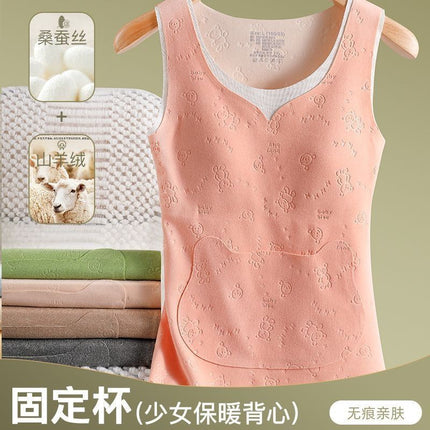 Cross-Border Foreign Trade Popular Girls' Velvet Vest Inner Wear Seamless Vest Student Warm Base Underwear Winter
