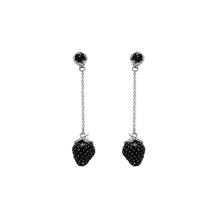New Arrival Dripping Oil Strawberry Earrings Pendant Fashion Pastoral Style 925 Silver Pin Earrings Advanced Light Luxury Girlfriend Earrings