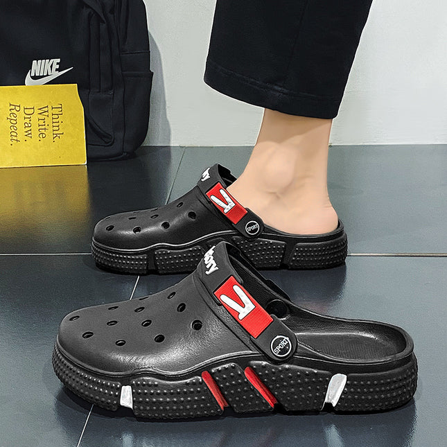 New Large Size Foreign Trade Men's Clogs Garden Shoes Soft Sole Hollow Closed-Toe Casual Sandals for Outdoor Beach Trendy Men's Shoes
