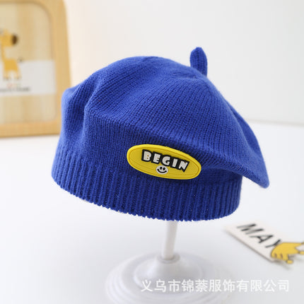 Spring and Autumn Korean Style Baby Boy and Girl Candy Color All-match Knitted Beret Children's Western Style Casual Wool Hat Paintler Hat
