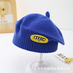 Smiley leather label beret-sapphire blue / 3-48 months