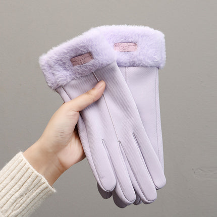 Warm Gloves Women's fleece-lined Thickened Windproof Cold-proof Outdoor Riding Driving Touch Screen Skin-sensitive Autumn and Winter Gloves