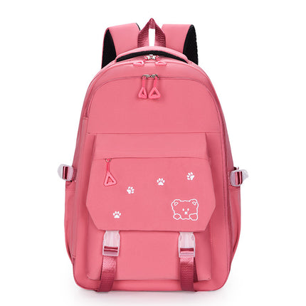 Bear Printed Backpack Senior high school College Student Schoolbag Korean Casual Campus Backpack Refrigerator Open Door Computer Bag