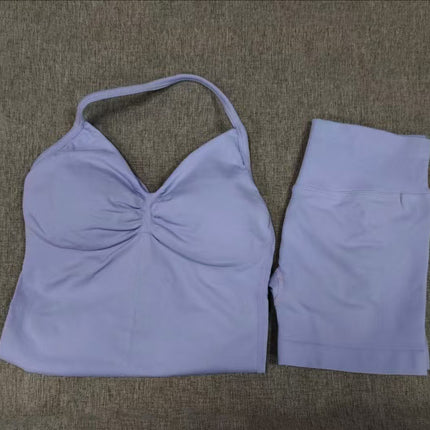 suit DF Amazon Explosions Shorts Small Bra High Elastic Superfine Extinction Nylon Hanging Neck Beauty Back Sports Vest