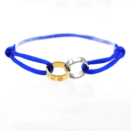 Cross-border supply Foreign Trade hand-woven couple stainless steel bracelet love double ring bracelet adjustable bracelet