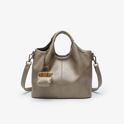 Bucket Bag 2025 New Leather Handbag Tote Bag Fashionable All-match Simple Casual Shoulder Crossbody Bag