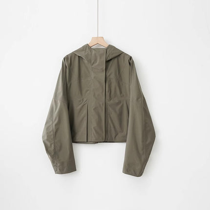 Lulu's Same Style Women's Jacket, Outdoor Jacket, Laminated Loose Hooded Raincoat, Windproof and Waterproof Jacket