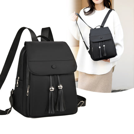 Women's Backpack New Fashion Trend Oxford Cloth Double Back Large Capacity Solid Color Backpack Outdoor Travel Bag