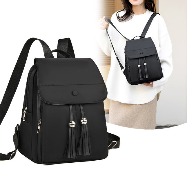 Women's Backpack New Fashion Trend Oxford Cloth Double Back Large Capacity Solid Color Backpack Outdoor Travel Bag