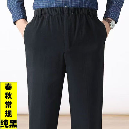 Pure Cotton Dad's Spring and Autumn Pants, Men's Casual Pants, Loose High-Waisted Men's Pants, Dad's Pants, Plus-Size Men's Pants