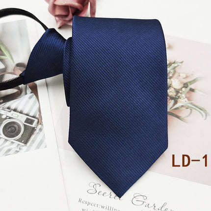 Factory In-Stock Zipper Tie Men's Formal Business 8cm Lazy Tie Red Black Striped Workplace Striped Tie