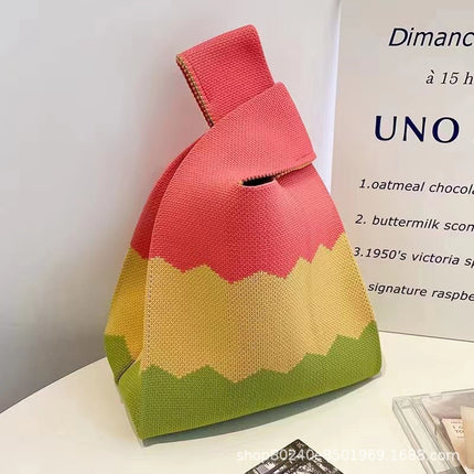 New Ins Bag Knitted Handbag Large Capacity Bucket Bag Versatile Daily Work Clothing Tote Bag Female Souvenir