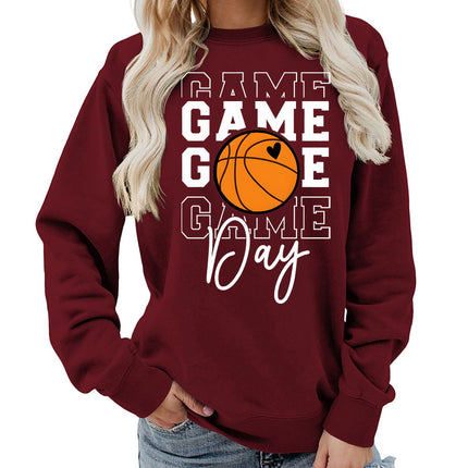 Game day printed round neck women's top vests foreign trade supply autumn and winter coat casual loose European size cross-border