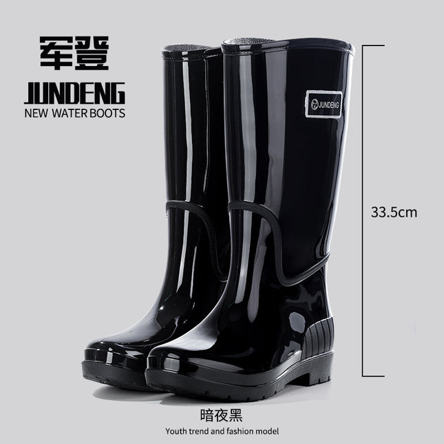 New Style Rain Boots for Women, High-Top Rain Boots, Korean Style Non-Slip Waterproof Boots, Thickened and Wear-Resistant Work Overshoes, Long Waterproof Shoes