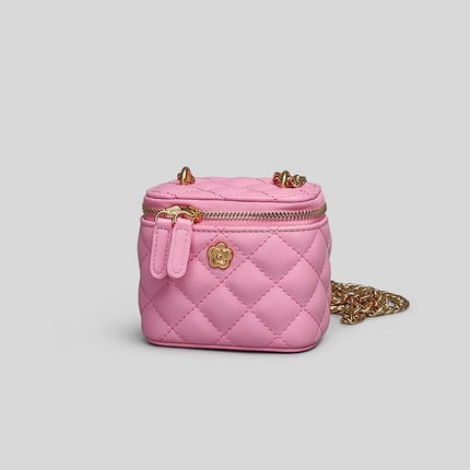 New Textured Box Bag Niche Fashion Lipstick Bag Versatile Small Fragrant Style Rhombus Chain Shoulder Crossbody Bag for Women
