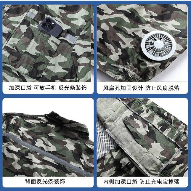 Pure Cotton Fan Work Jacket Reflective Strip Cooling / Veste de Travail Coton Ventilateur Bande Réfléchissante