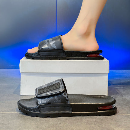 Slippers Men's Lightweight Non-slip Air Cushion High-grade Slippers Cross-border plus size Velcro Home slippers