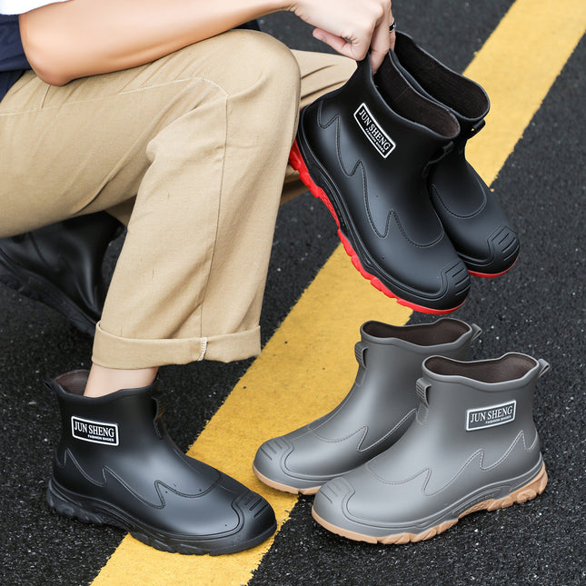 British Men's Wading Shoes, Non-Slip Rain Boots, Waterproof Short-Tube Water Shoes, Men's and Women's Commuting Outdoor Cycling Rubber Shoes, Fishing Shoes