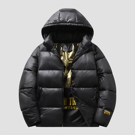 Black Gold Cotton Clothes Men's Coat Couple's Graphene Hooded Cotton-padded Coat Cold-proof Thickened Warm plus size Cotton-padded Coat Coat