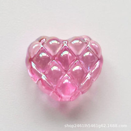 Exquisite, Compact, Transparent, Color-Plated Waffle Five-Pointed Star/Heart Loose Beads DIY Mobile Phone Chain Bracelet Chain Accessories